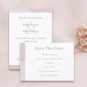 Rosa graue Streifen Save the Date Einladung