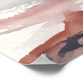 Rosa Graue Sturm-Meereslandschaft Poster (Ecke)