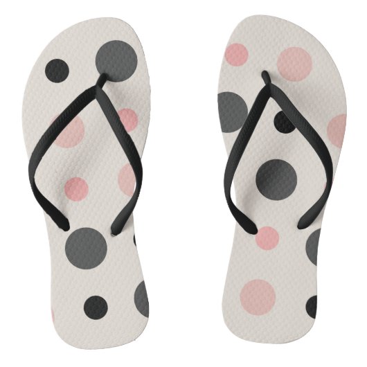Rosa, graue und schwarze Punkte Badesandalen (Fußbett)