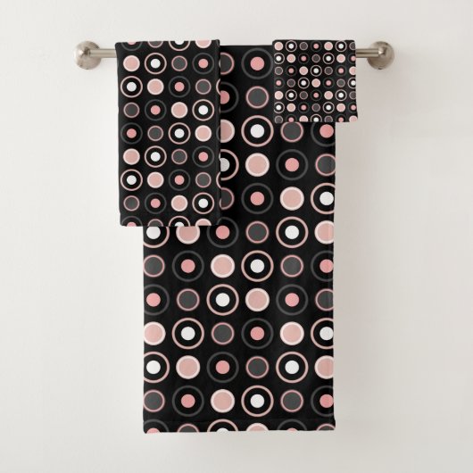 Rosa, graue und schwarze Punkte Badhandtuch Set (Insitu)