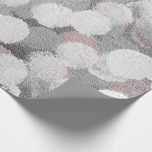 Rosa, graue und weiße Abstrakte Punkte Geschenkpapier (Ecke)