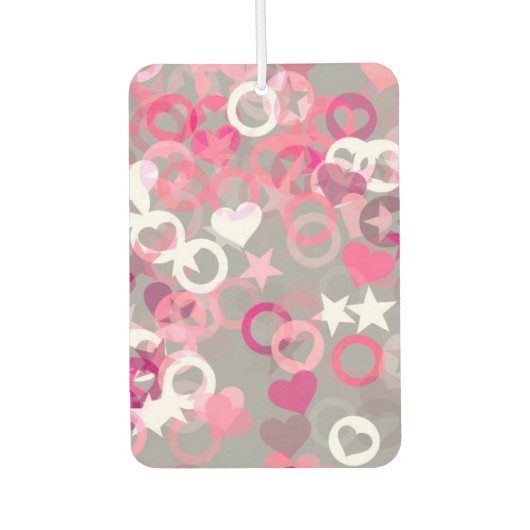 Rosa, graue und weiße Sterne und Herzen Autolufterfrischer (Vorderseite)