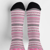 Rosa, graue und weiße Streifen mit weißem Osterhas Socken (Oben)
