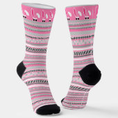 Rosa, graue und weiße Streifen mit weißem Osterhas Socken (Gewinkelt)