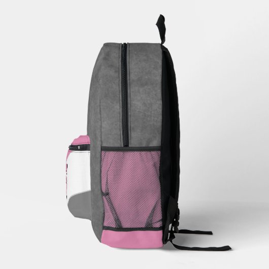rosa graue Volleyballmannschaftsfarben Teamname Bedruckter Rucksack (Rechts)