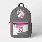 rosa graue Volleyballmannschaftsfarben Teamname Bedruckter Rucksack (Vorderseite)