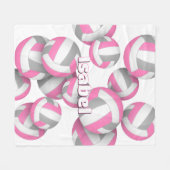 Rosa graue Volleyballs Mädcheneinrichtung Fleecedecke (Vorderseite (Horizontal))