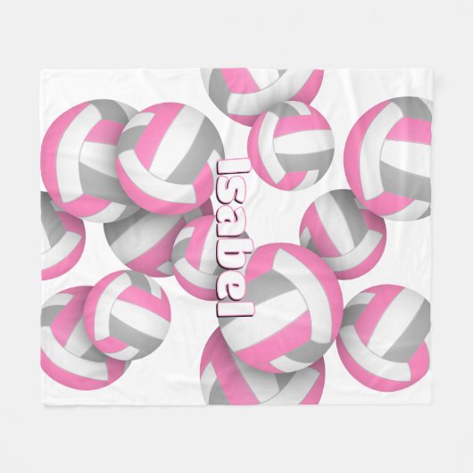 Rosa graue Volleyballs Mädcheneinrichtung Fleecedecke (Vorderseite (Horizontal))