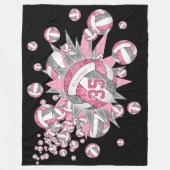 Rosa graue Volleyballstars Mädchen Sportstube Deko Fleecedecke (Vorderseite)