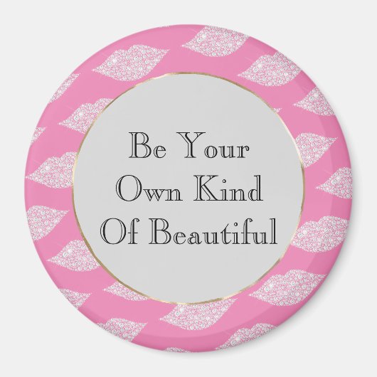 Rosa graue weiße Diamantlippen Magnet (Vorne)