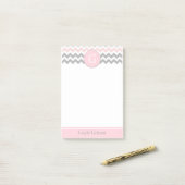 Rosa graue Zickzack Monogramm Posten-it® Post-it Klebezettel (Auf Schreibtisch)