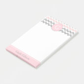 Rosa graue Zickzack Monogramm Posten-it® Post-it Klebezettel (angewinkelt)