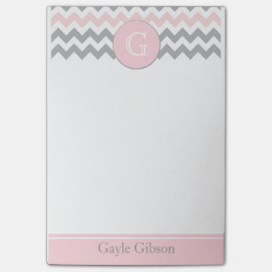Rosa graue Zickzack Monogramm Posten-it® Post-it Klebezettel