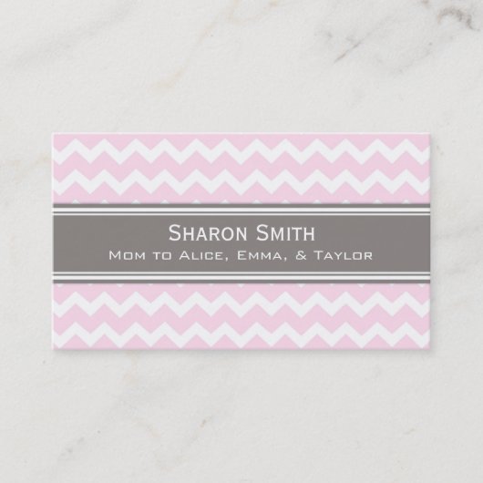Rosa graue Zickzack Retro Mama-nennende Karten (Vorderseite)