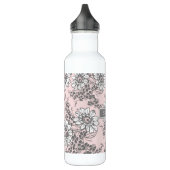 Rosa grauer Blumenindividueller Name Trinkflasche (Links)