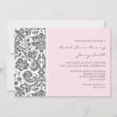 Rosa Grauer Damask Bridal Dusche Einladung (Rückseite)