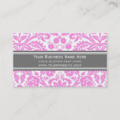 Rosa grauer Damast-BlumenVisitenkarten Visitenkarte (Vorderseite)