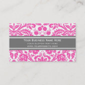 Rosa grauer Damast-BlumenVisitenkarten Visitenkarte (Vorderseite)