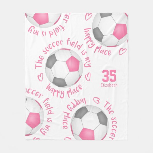 Rosa-grauer Fußball-Platz mein Happy-Place Sportde Fleecedecke (Vorderseite)