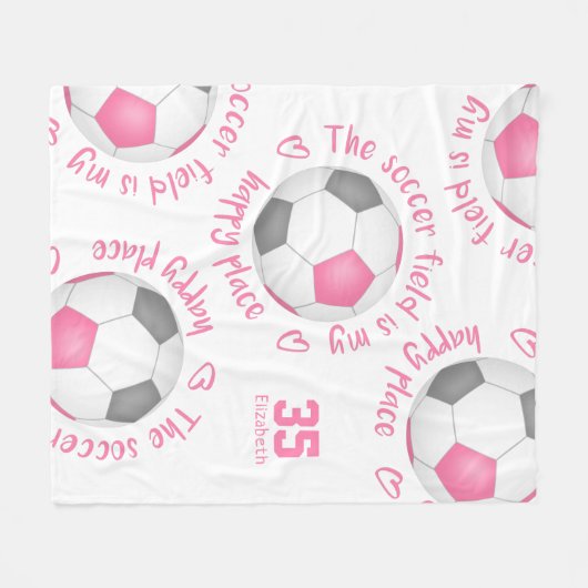 Rosa-grauer Fußball-Platz mein Happy-Place Sportde Fleecedecke (Vorderseite (Horizontal))