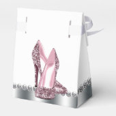 Rosa grauer Glitzer High Heel Shoe Geschenkschachtel (Rückseite)