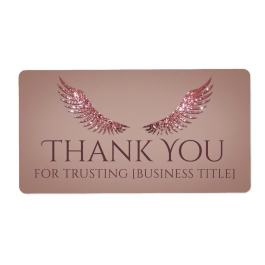 Rosa grauer Glitzer Lash Wings Lachs Label (Vorne)