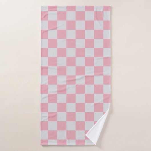 Rosa + Grauer Karo Prüfmuster Badehandtuch (Badehandtuch)