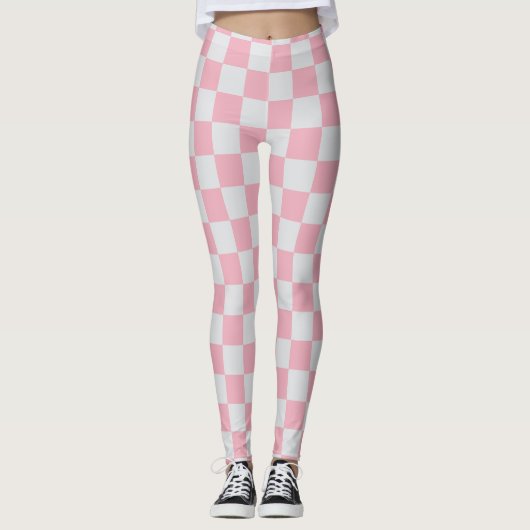 Rosa + Grauer Karo Prüfmuster Leggings (Vorderseite)
