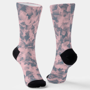 Rosa Grauer Kubismus-Muster Socken