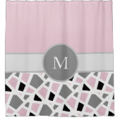 rosa Grauer Schwarz-weißer Abstrakter geometrische Duschvorhang (Vorderseite)