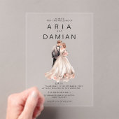 Rosa-graues Blumenpaar Foto Hochzeit Acryleinladungen (Insitu (Handheld))