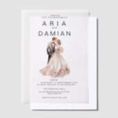 Rosa-graues Blumenpaar Foto Hochzeit Pergament Einladungen (Versetzt)