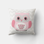Rosa graues Eulen-Kinderzimmerthrow-Kissen Kissen (Rückseite)