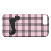 Rosa graues kariertes Dackel-Muster Preppy Case-Mate iPhone Hülle (Rückseite (Horizontal))