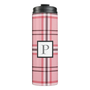 Rosa-graues Karo im Chic-Stil Thermosbecher