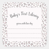 Rosa Graues Leopard-Buchzeichen Quadratischer Aufkleber (Vorderseite)