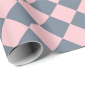 Rosa graues Schachbrett Diamantmuster Geschenkpapier (Rolleneckpunkt)