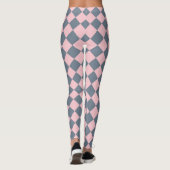 Rosa graues Schachbrett Diamantmuster Leggings (Rückseite)