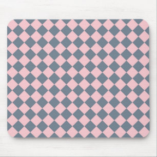 Rosa graues Schachbrett Diamantmuster Mousepad