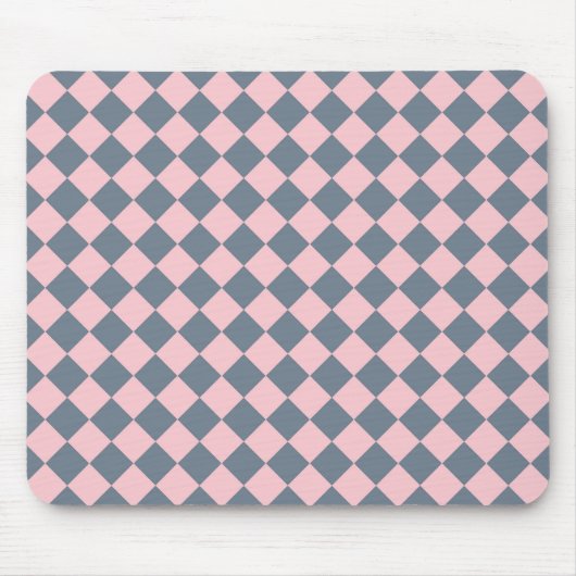 Rosa graues Schachbrett Diamantmuster Mousepad (Vorne)