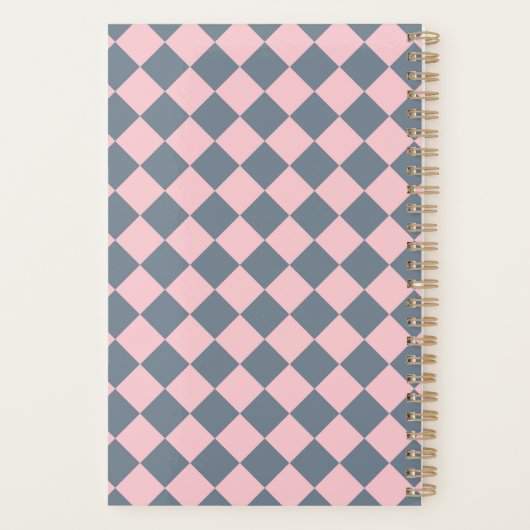 Rosa graues Schachbrett Diamantmuster Planer (Rückseite)