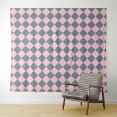 Rosa graues Schachbrett-Diamantmuster Wandteppich (Beispiel (Horizontal))