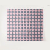 Rosa graues Schachbrett-Diamantmuster Wandteppich (Vorderseite (Horizontal))