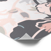 Rosa graues Schattenblumenmuster Poster (Ecke)