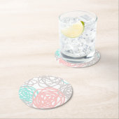 Rosa graues und aquamarines Gekritzel-Muster Runder Pappuntersetzer (Vor Ort)