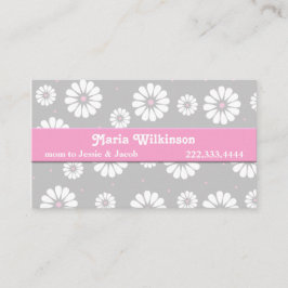 Rosa, graues und weißes Gänseblümchen-Mama-Karte Telefonnummerkarte