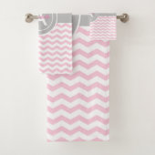 Rosa graues Zickzack Badhandtuch Set (Insitu)
