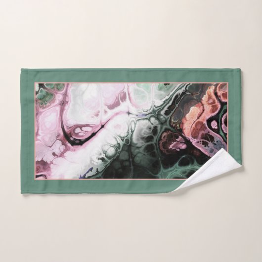 Rosa, graugrünes Marmormuster der gefärbte Krawatt Badhandtuch Set (Handtuch)