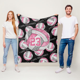 Rosa-Graumädchen Liebe Volleyball personalisiert Fleecedecke