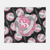 Rosa-Graumädchen Liebe Volleyball personalisiert Fleecedecke (Vorderseite (Horizontal))